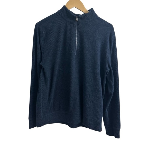 Faherty Legend Sweater Quarter Zip Navy Blue Twill Size Large - Picture 2 of 6